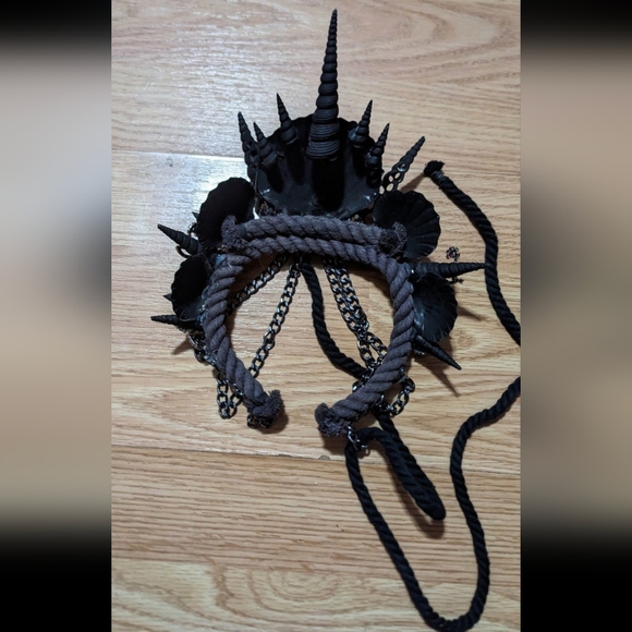 Handmade Mermaid Crown Black Gothic Rhinestone Octopus OOAK Festival - Picture 5 of 6